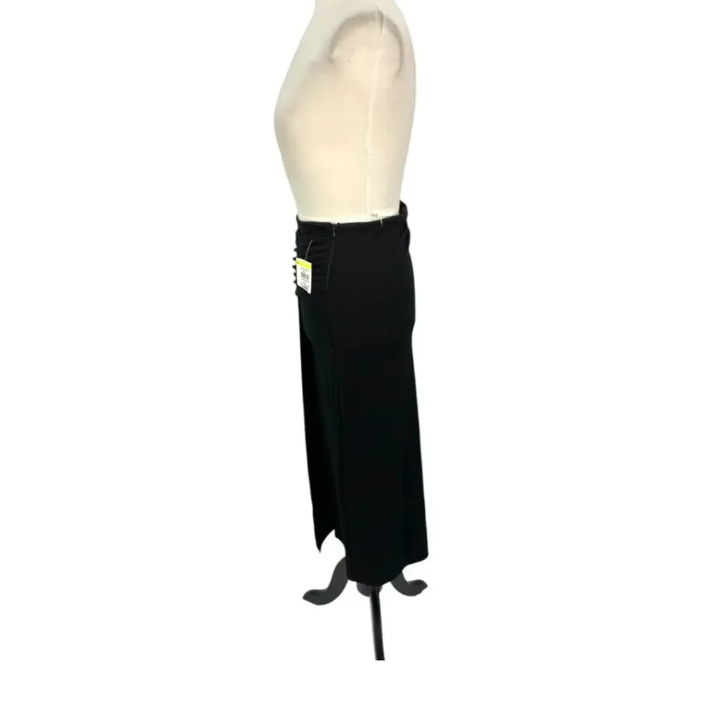Halogen Ruched Jersey Midi Skirt Black Size XXS NWOT $34 MSRP